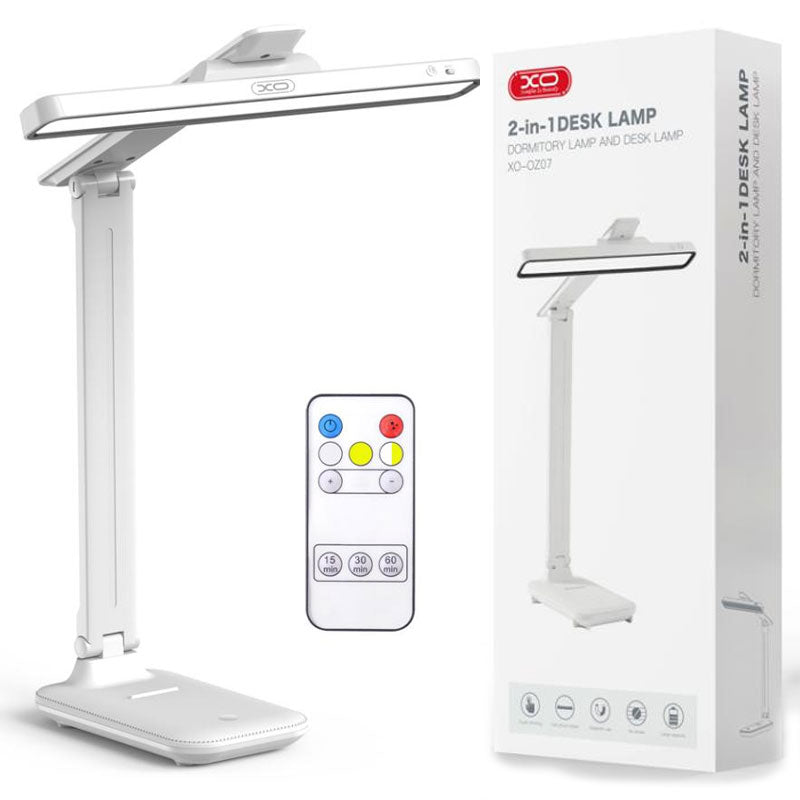 XO (OZ07) - Mini Lampa birou, reincarcabila, conectare USB, cu telecomanda, 3 culori, 1200MAh, White