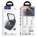 Hoco (U114) - Set Travel, Multi Cable, 3A, USB-C + adaptoare MicroUsb/Lightning/USB-A, cheita SIM, Treasure, Black