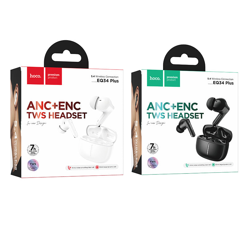 Hoco (EQ34 Plus) » Casti Wireless, InEar, BT5.3, ANC, 40/300mAh, ~7h utilizare, White