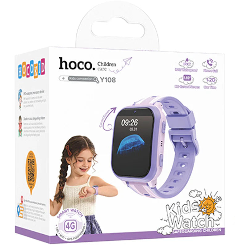 Hoco (Y108 4G) » Ceas SmartWatch copii, 4G, telefon NanoSIM, BT 5.0 | PURPLE