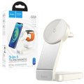 Hoco (CQ3) - Statie Incarcare Wireless, MagSafe, 15W, Qi Charging, Stand, 3 in 1, White