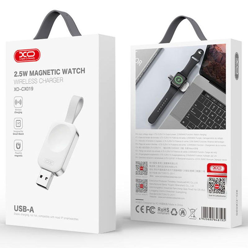 XO (CX019) - Incarcator Wireless, iWatch, Magnetic, 2.5W, Qi Charging, USB-A, Portabil, White
