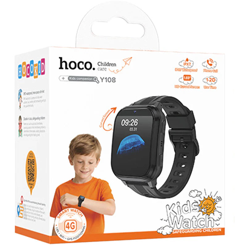 Hoco (Y108 4G) » Ceas SmartWatch copii, 4G, telefon NanoSIM, BT 5.0 | BLACK