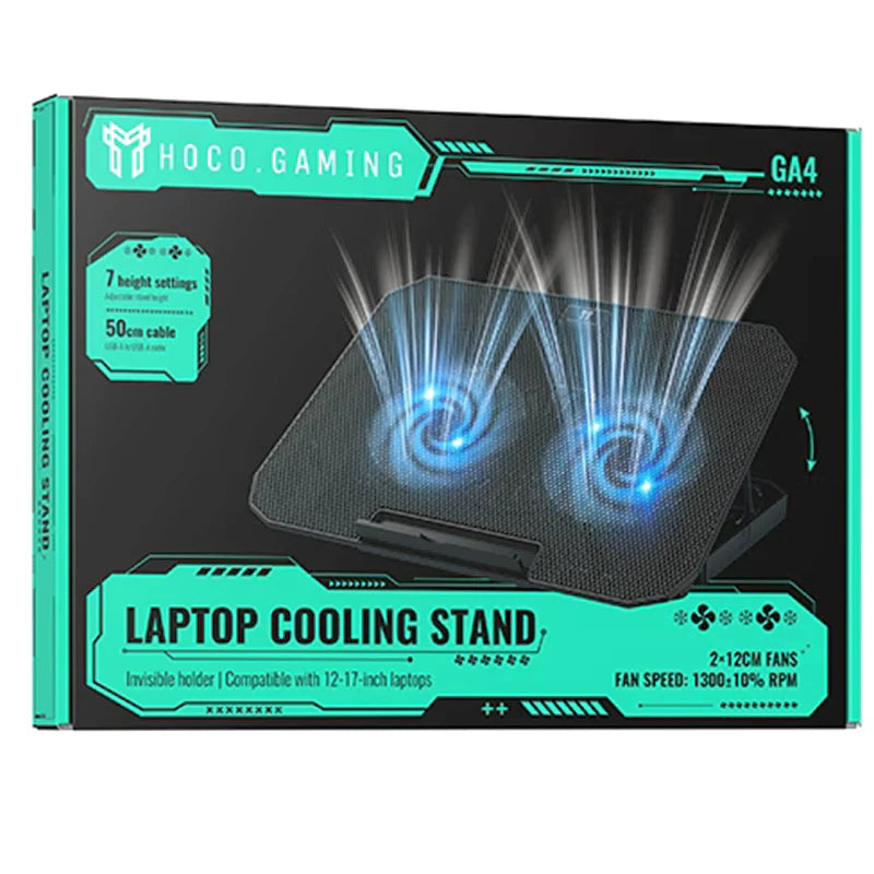 Hoco (GA4) » Suport Stand / Cooler Laptop, ventilatoare hidraulice, Silent, Monte | BLACK
