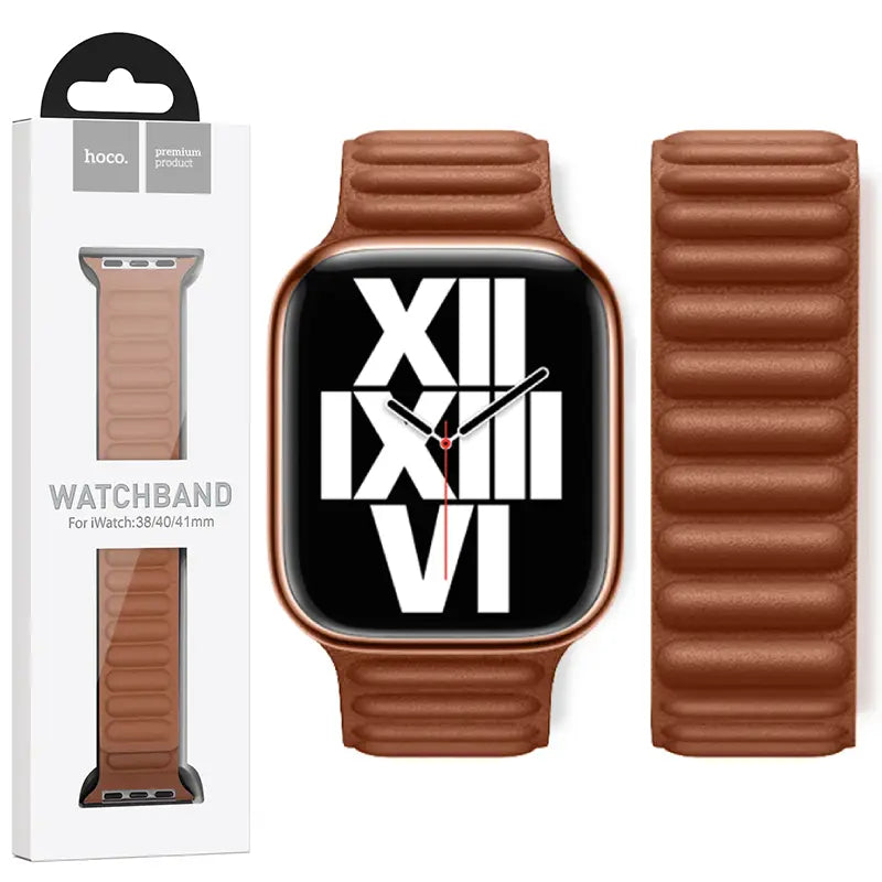 Hoco (WA24) - Curea metalica, magnetica pentru iWatch, Universal Size (42/44/45/49mm) - Original Chain, BROWN