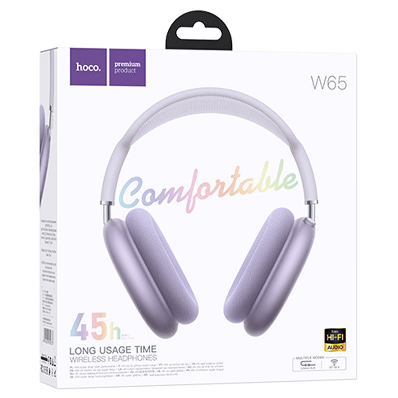 Hoco (W65) » Casti Wireless, OverEar, BT 5.4, 400mAh, 45h, AUX, PURPLE
