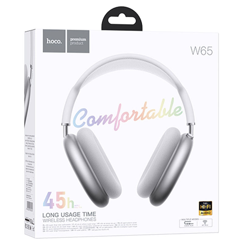 Hoco (W65) » Casti Wireless, OverEar, BT 5.4, 400mAh, 45h, AUX, SILVER
