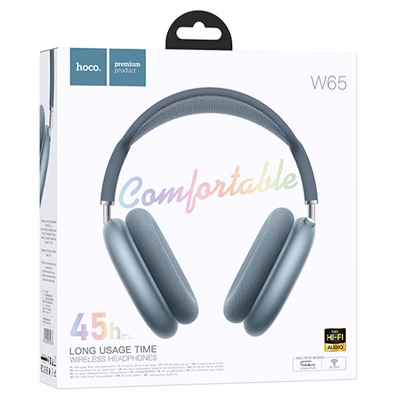 Hoco (W65) » Casti Wireless, OverEar, BT 5.4, 400mAh, 45h, AUX, BLUE