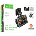Hoco (DV3) - Camera de bord, video Dual Channel (Front+Back) - si LCD HD 2.45\", acumulator 200mAh, cablu Back 5.5m, TF Card, Multilanguage, Black