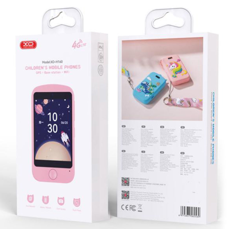 XO (H160) Telefon Kids, Smart 4G, GPS, NanoSIM, ecran de 2.8\", Dual Camera, 30W Pixeli (husa cu desene + snur), PINK