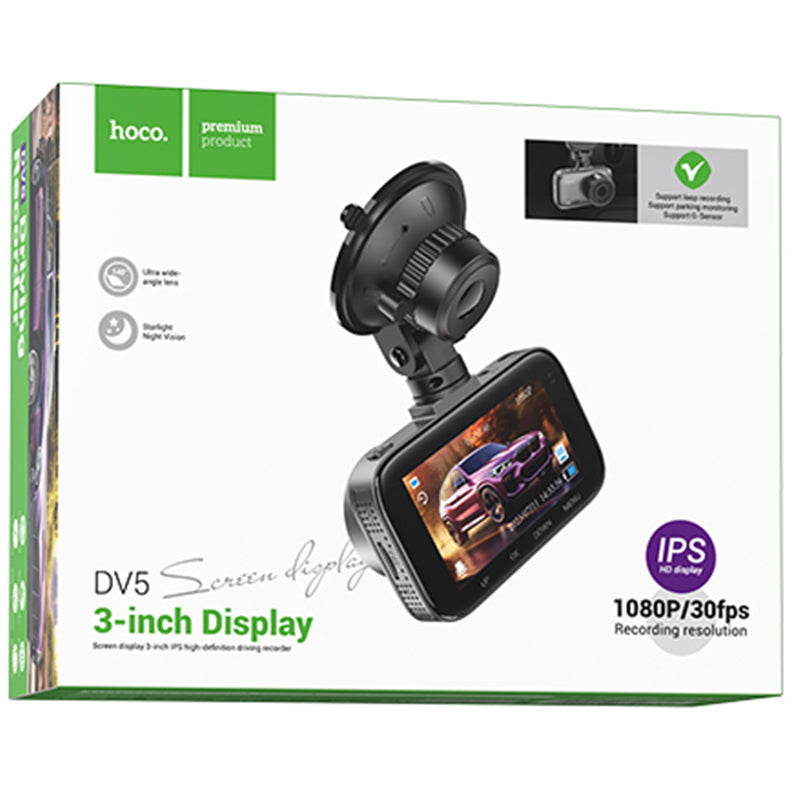 Hoco (DV5) - Camera Video pentru masina, HD 1080MPX, cu Display de 3 inchi, Iron GRAY