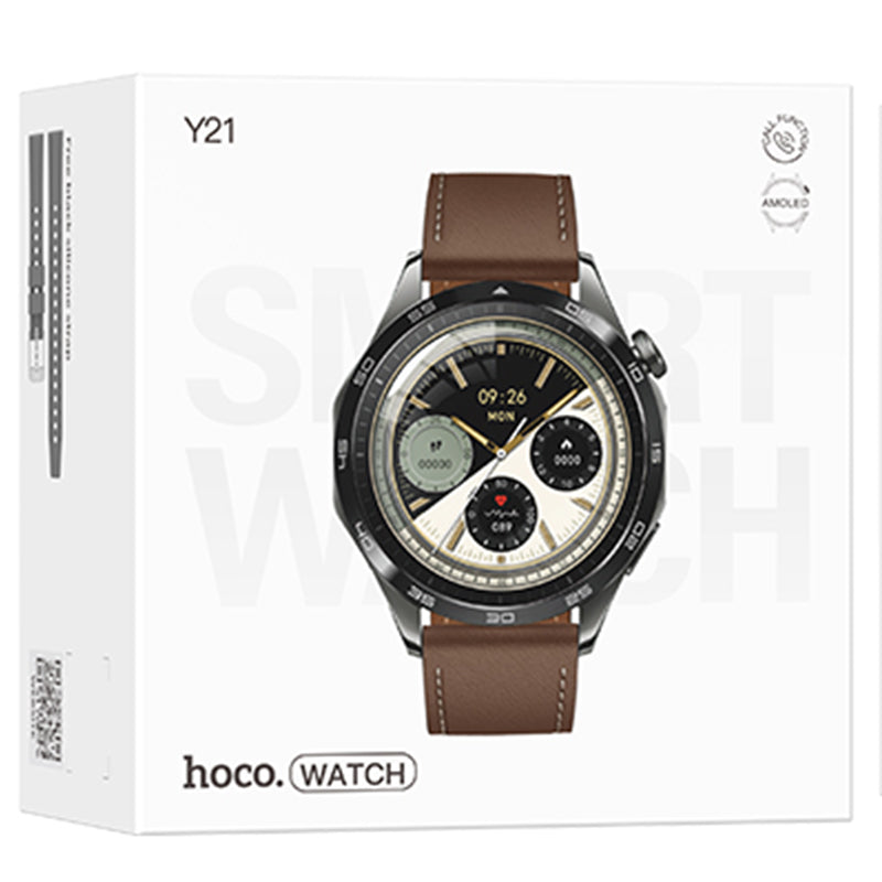 Hoco (Y21) - Ceas SmartWatch, Amoled, BT 5.0, Multifunction + telefon, 250mAh, Multilanguage, Metall GRAY