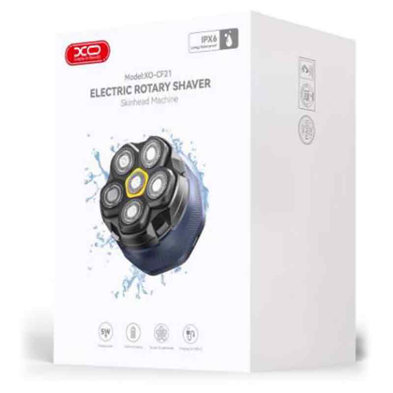 XO (CF21) - Aparat de barbierit, cu 6 lame rotative, 1400mAh, Waterproof, Compact | Blue