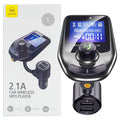 (CC090) - Modulator FM, BT 5.0, 2x USB-A, Jack 3.5mm, 2.1A, cu Display LED, Black