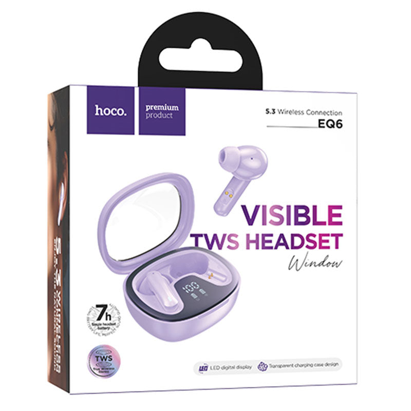 Hoco (EQ6) - Casti Wireless, Ear Buds, BT 5.3, 180h StandBy, 320mAh, Shadow, Purple