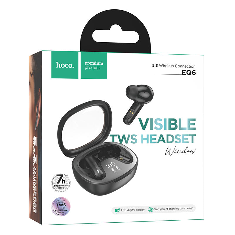 Hoco (EQ6) - Casti Wireless, Ear Buds, BT 5.3, 180h StandBy, 320mAh, Shadow, Black