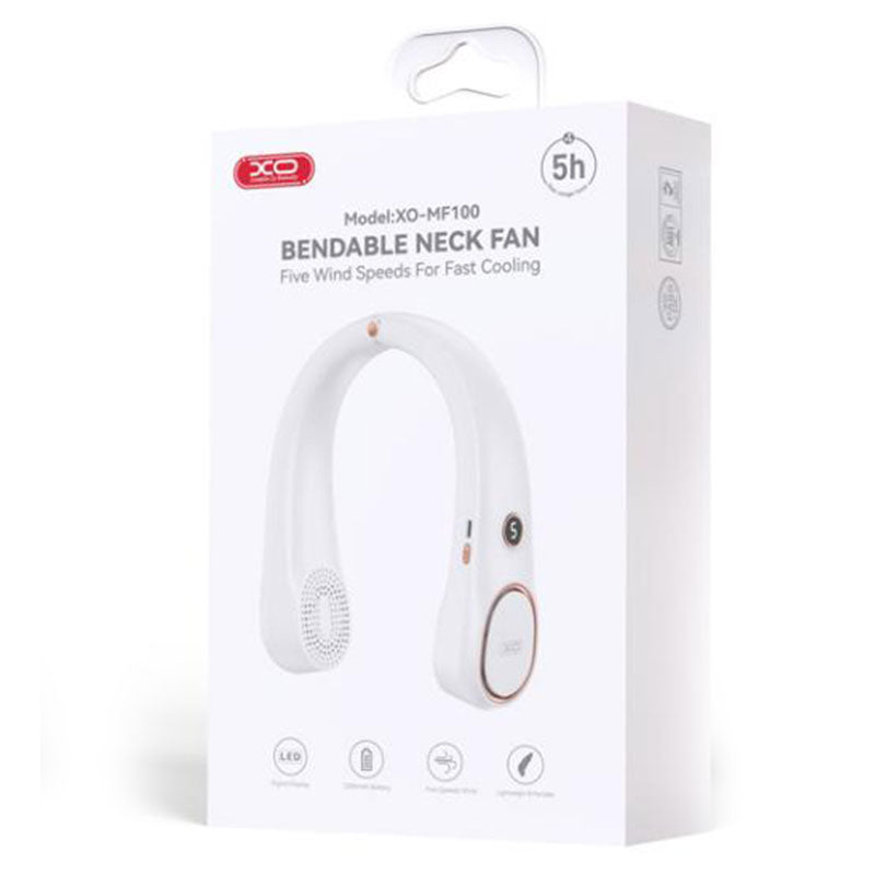 XO (MF100) » Ventilator pentru gat, Curved Fan, 1200mAh, 5 viteze, WHITE