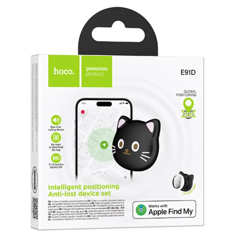 Hoco (E91D) » Dispozitiv TAG pentru animale, iOS, prindere zgarda, CAT | Black