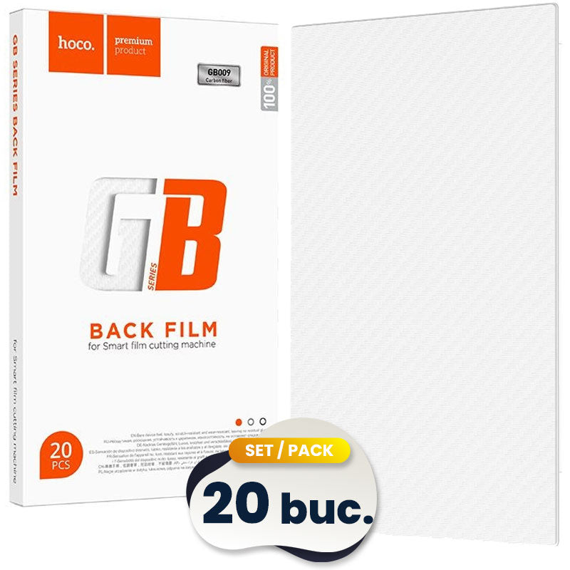 Hoco (GB009) » SET 20 BUC » Folii Cutter/Plotter, BACK Skin, Carbon Pattern, 120x180mm, Universal, HydroGel Film, WHITE
