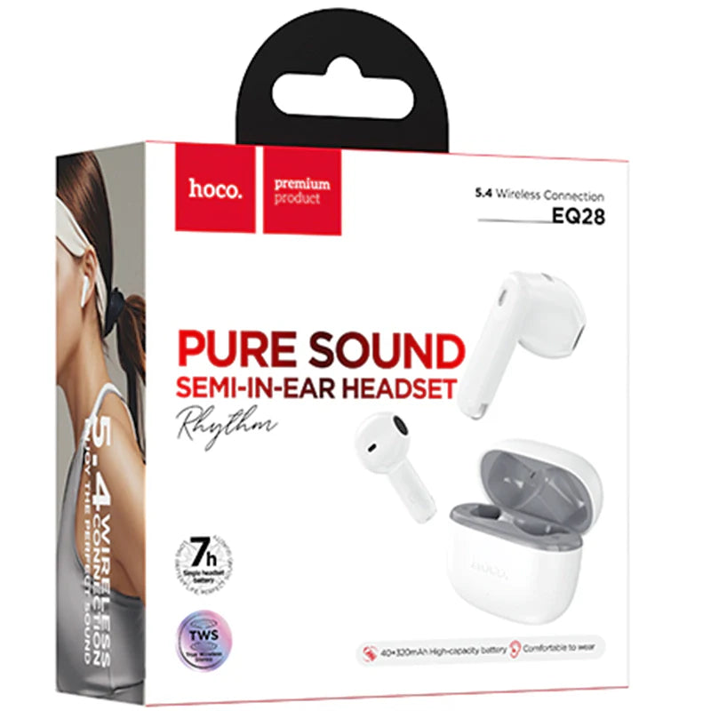 Hoco (EQ28) » Casti Wireless, TWS, BT 5.3, 320mAh, 180h StandBy | Glaze STAR WHITE