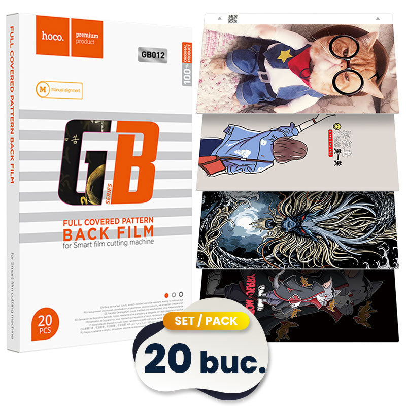 Hoco (GB012) » SET 20 BUC » Folii Cutter/Plotter, BACK Skin, Design Pattern, 120x180mm, Universal, HydroGel Film, MIX
