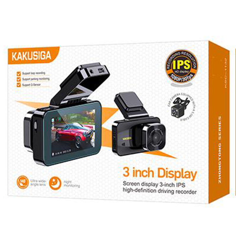 Kaku (KSC-1132) » Camera de bord 1080px/30fps, ecran 3\" IPS HD, 5V, 180mAh, fir 3.5m + Camera Spate 720px cu cablu 5.5m, BLACK