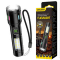 Kaku (KSC-1578) » Lanterna LED, Zoom radius 500m, 5 tipuri de iluminari, utilizare ~2h, + laterna laterala, 1200mAh, BLACK